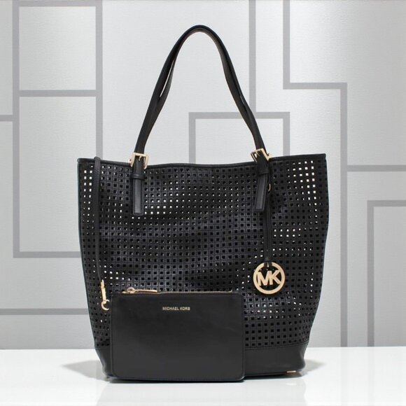 Michael Kors Bridget 30S4GGET3L Perforated Leather Tote with Detachable Pouch - Picture 16 of 17